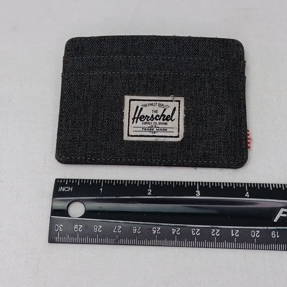 Herschel Supply Company Charlie Wallet Black Crosshatch Grey Twill Card Holder
